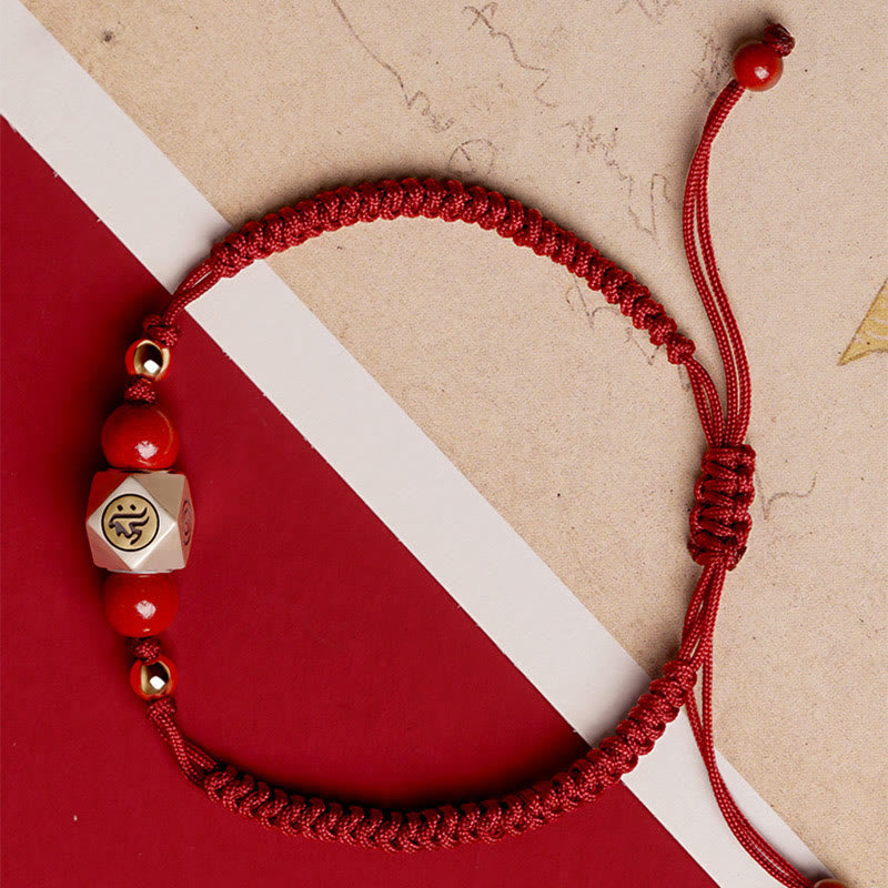 Bracelet du zodiaque chinois en argent sterling avec cinabre et Bouddha du Natal