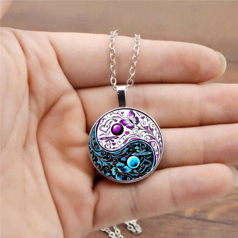 Collier pendentif équilibre Yin Yang en cuivre unisexe