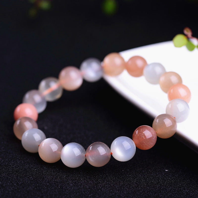 Bracelet de richesse en pierre de lune de 8 mm pour une énergie positive