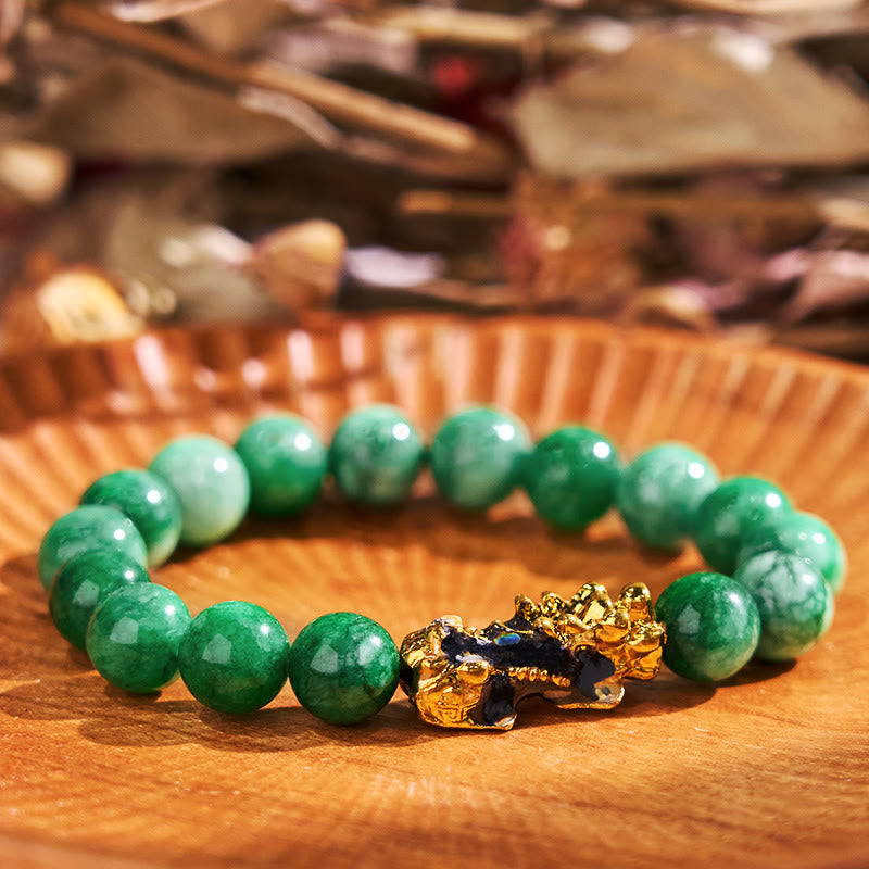Bracelet de protection Feng Shui Pi Xiu en jade de 12 mm pour la chance