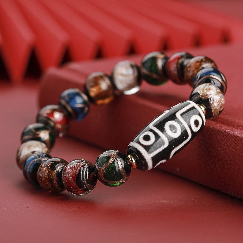 Bracelet de richesse spirituelle en perles dzi à neuf yeux de 12 mm