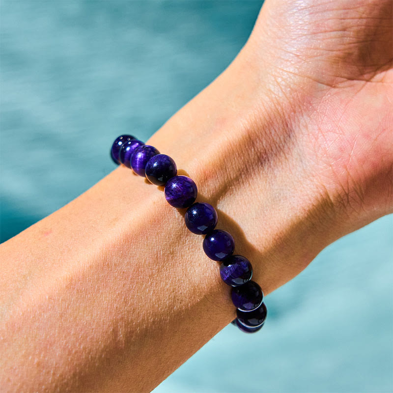 Bracelet Créativité Oeil de Tigre Violet 12 mm
