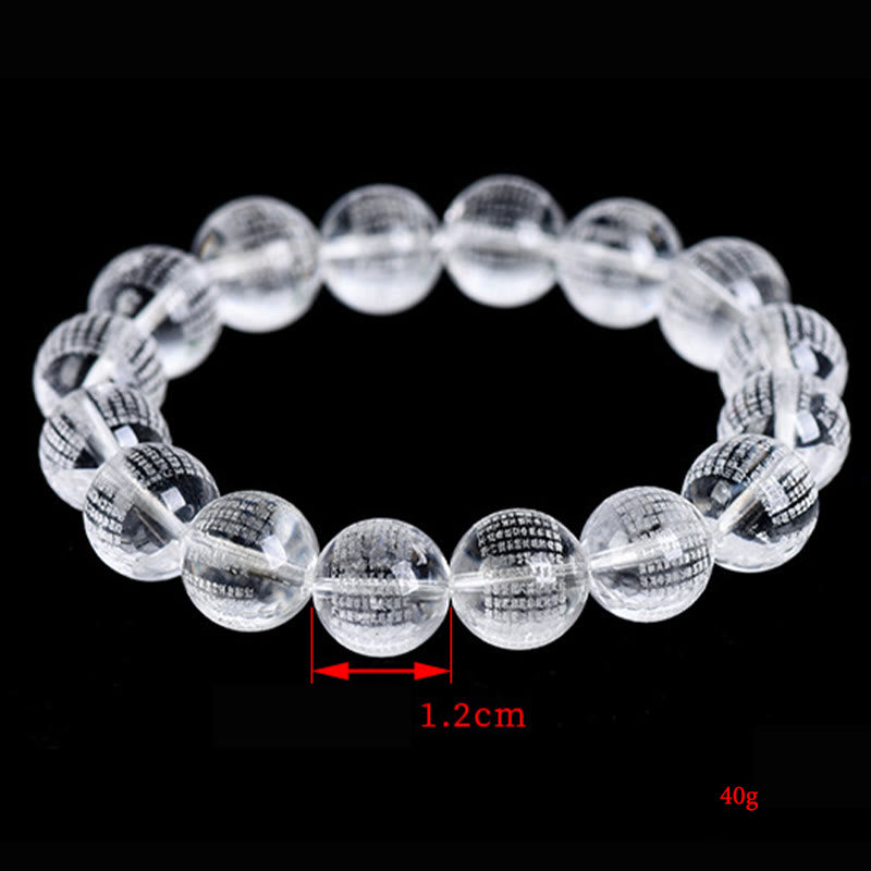 Bracelet de protection Sutra du cœur en cristal blanc de 12 mm