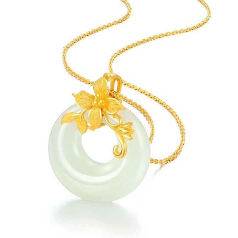 Collier tibétain en jade blanc apaisant pour la protection et la chance