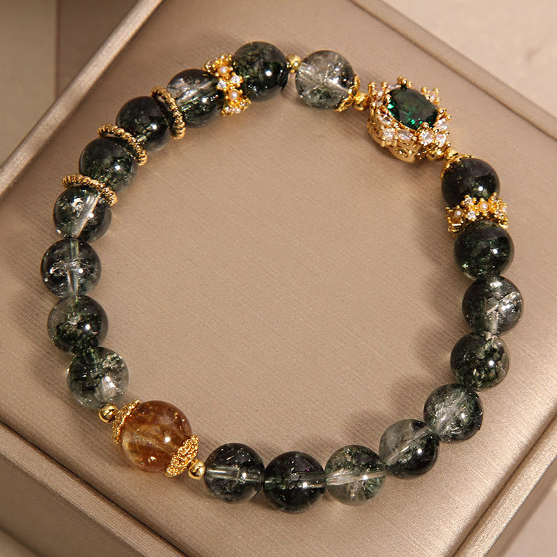 Bracelet de confiance fantôme vert et cristal vert 14-16 cm