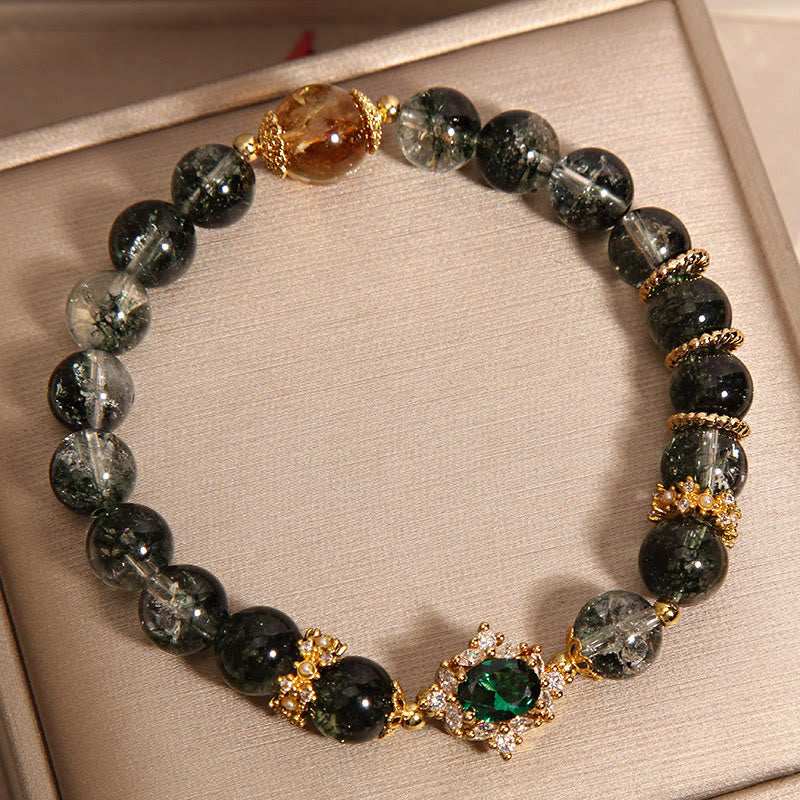Bracelet de confiance fantôme vert et cristal vert 14-16 cm