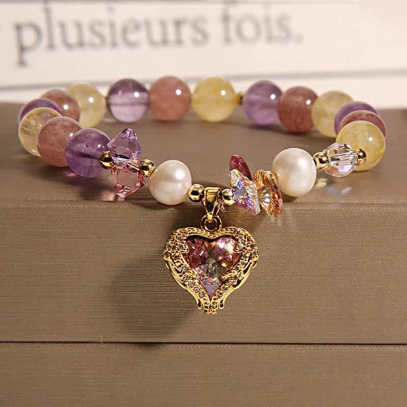 Bracelet Calme en Œil de Tigre Rouge et Améthyste 14-16 cm