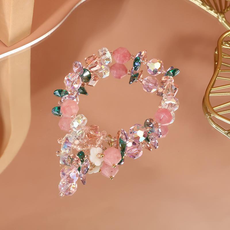 Bracelet de guérison en cristal de quartz rose 14-16 cm pour l'amour de soi