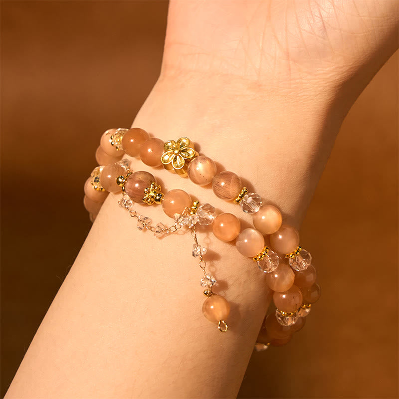 Bracelet spirituel double tour en cristal de pierre de soleil de 14 à 16 cm