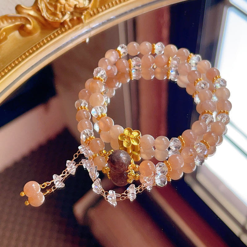 Bracelet spirituel double tour en cristal de pierre de soleil de 14 à 16 cm