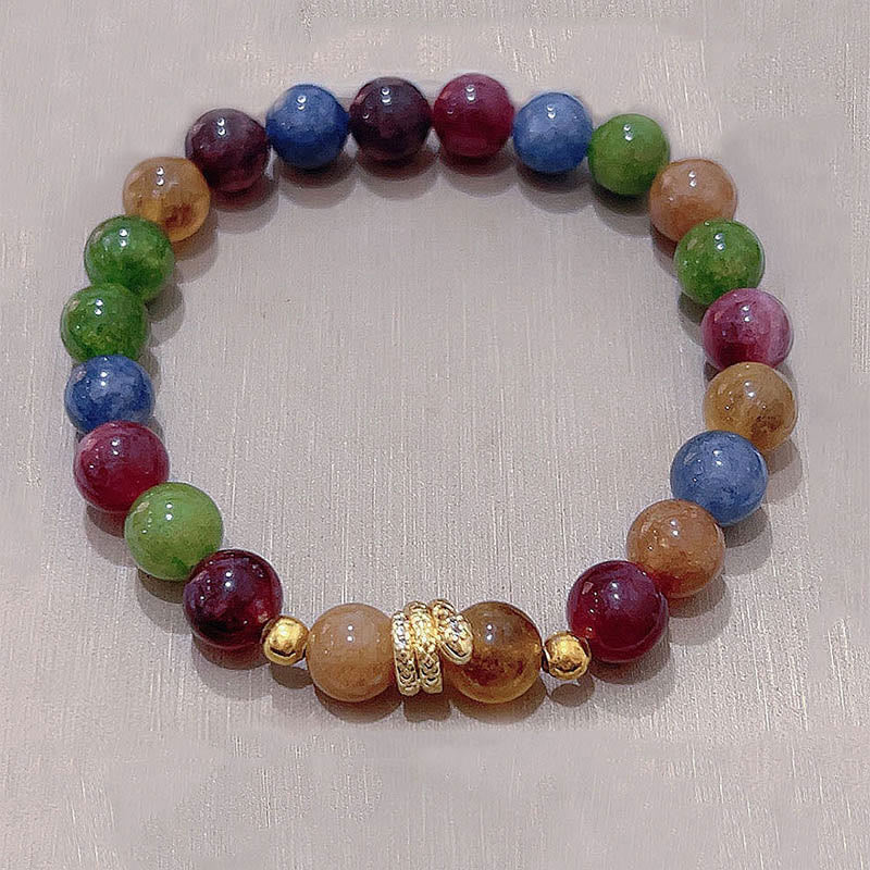 Bracelet spirituel en cuivre plaqué or tourmaline 14-16 cm