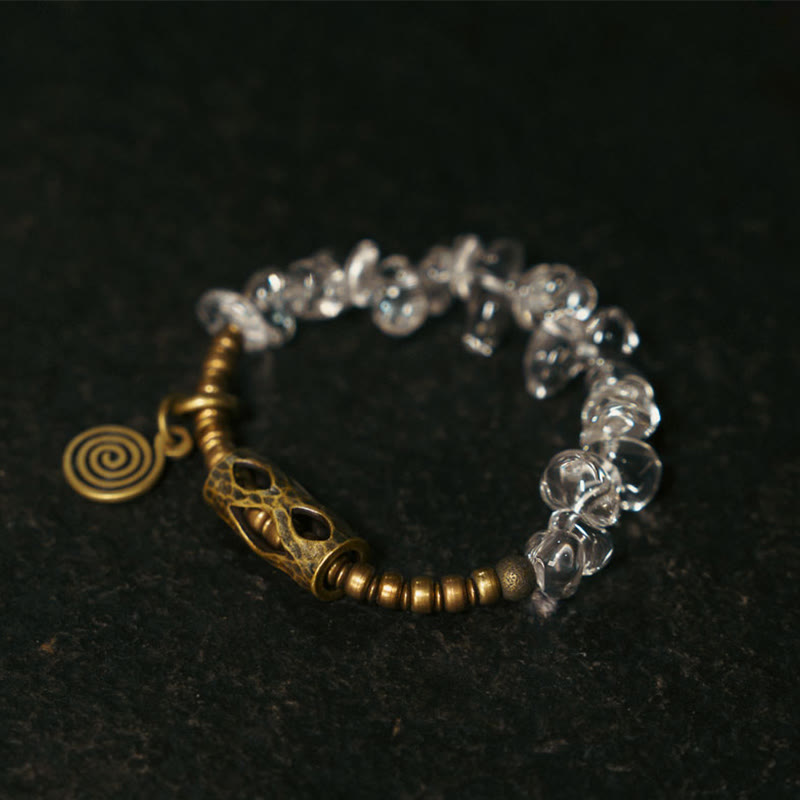 Bracelet en cuivre cristal blanc de 14 à 17,5 cm pour la méditation