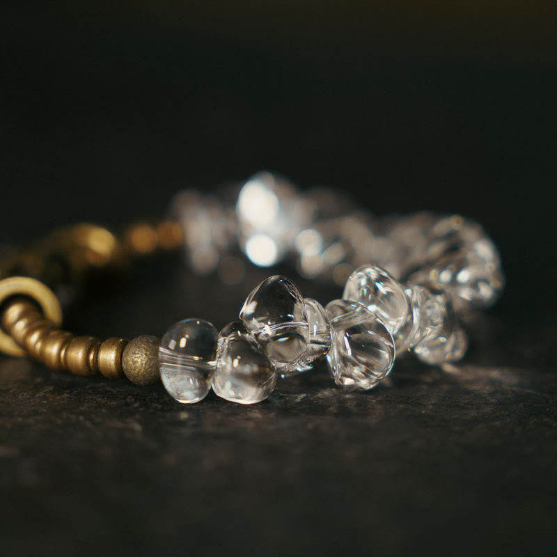 Bracelet en cuivre cristal blanc de 14 à 17,5 cm pour la méditation