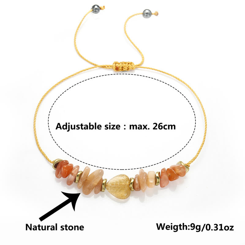 Bracelet du bonheur en citrine, cornaline et pierre de soleil 14-24 cm