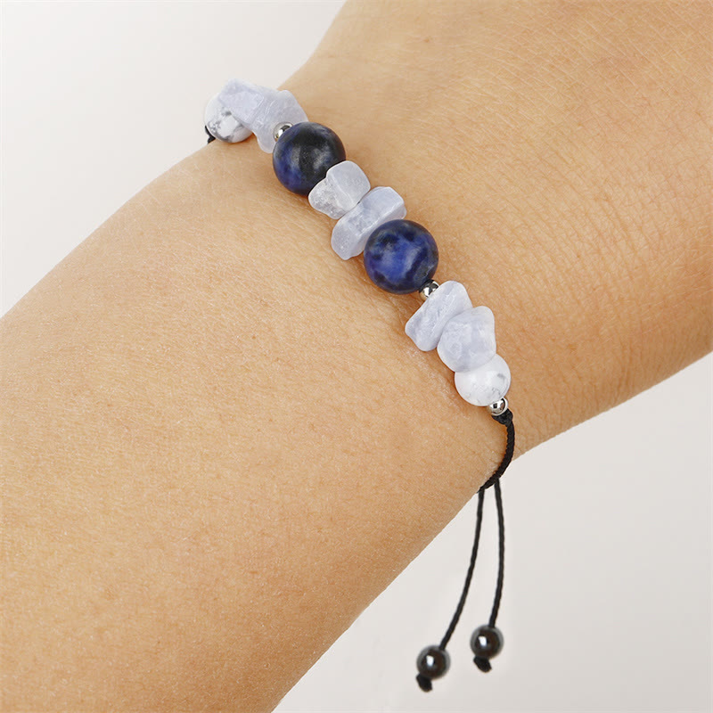 Bracelet Lotus en agate violette 14-24 cm pour la protection et la confiance