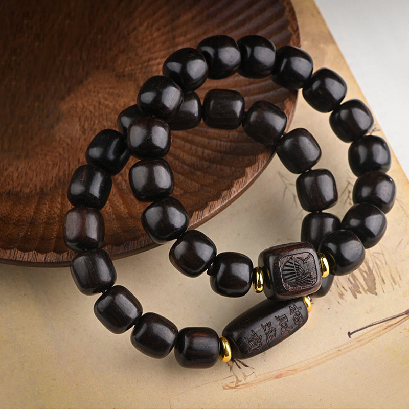 Bracelet spirituel porte-bonheur en bois d'ébène de 12 mm