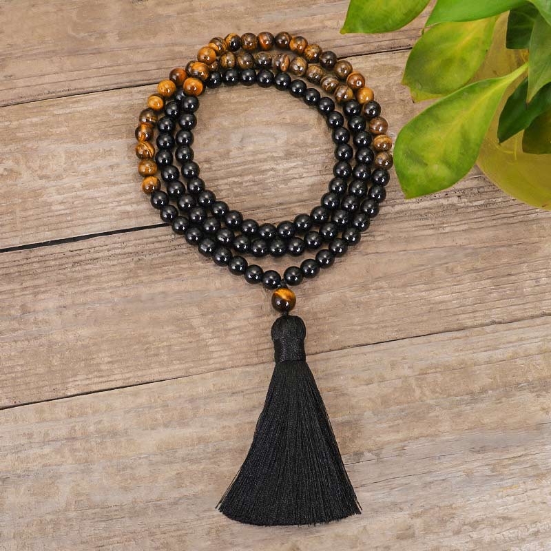 Ensemble mala de protection en onyx noir et œil de tigre