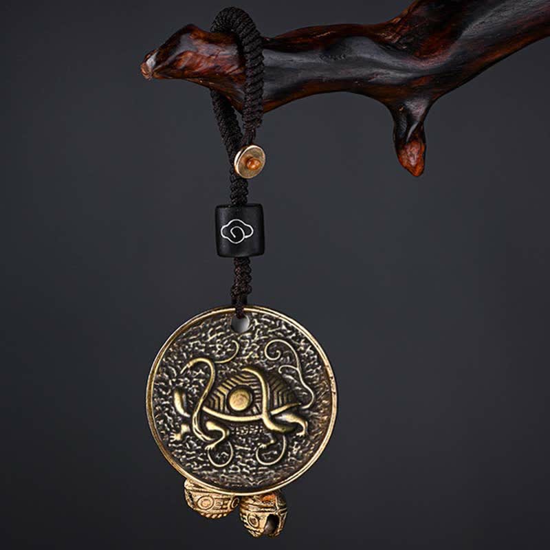 Porte-clés en cuivre à quatre symboles avec dragon azur et créatures mythiques