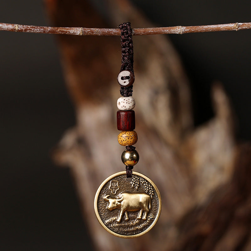 Copper Chinese Zodiac Keychain for Luck & Balance