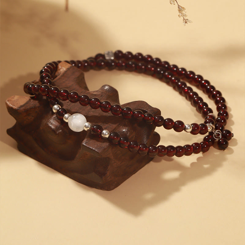 Bracelet de protection en grenat et argent sterling 925 de 14 cm