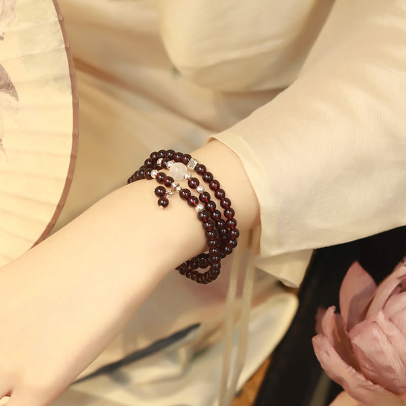 Bracelet de protection en grenat et argent sterling 925 de 14 cm