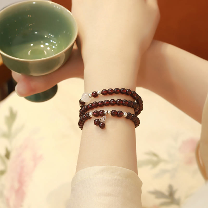 Bracelet de protection en grenat et argent sterling 925 de 14 cm