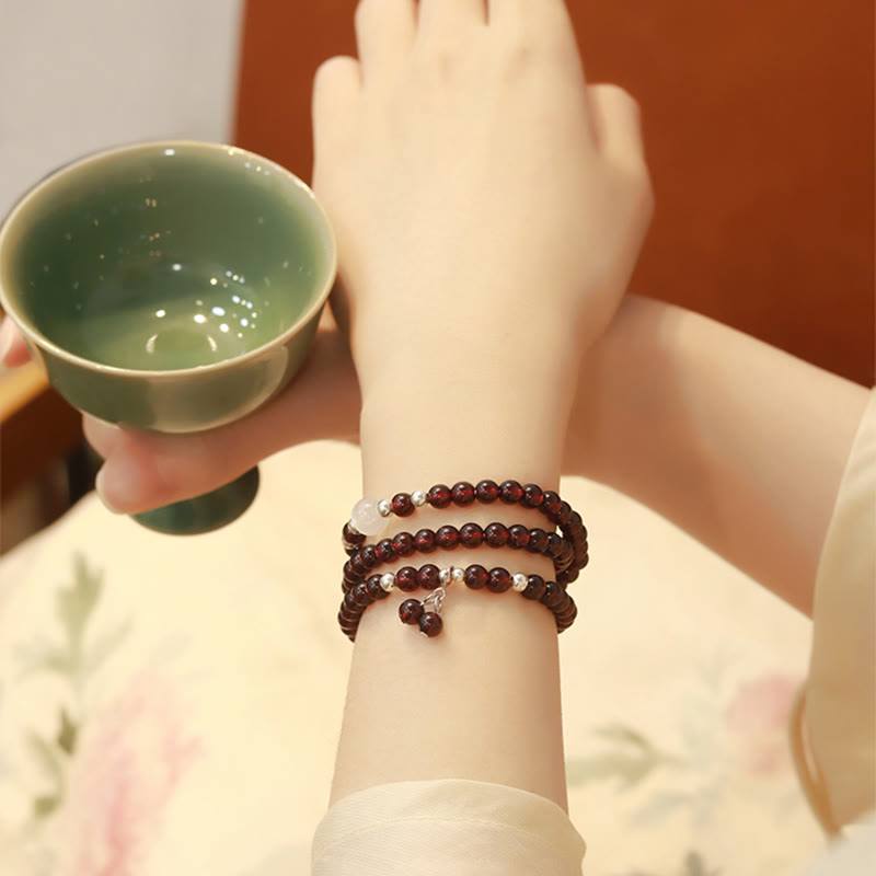 Bracelet de protection en grenat et argent sterling 925 de 14 cm