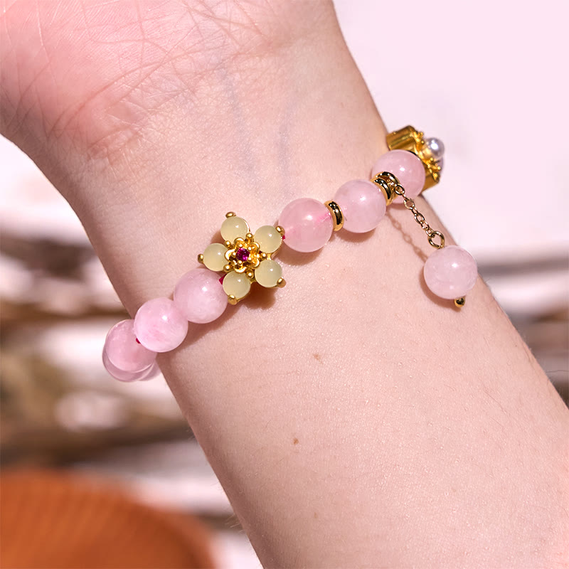 Bracelet de chaleur en cristal rose et citrine de 14 cm