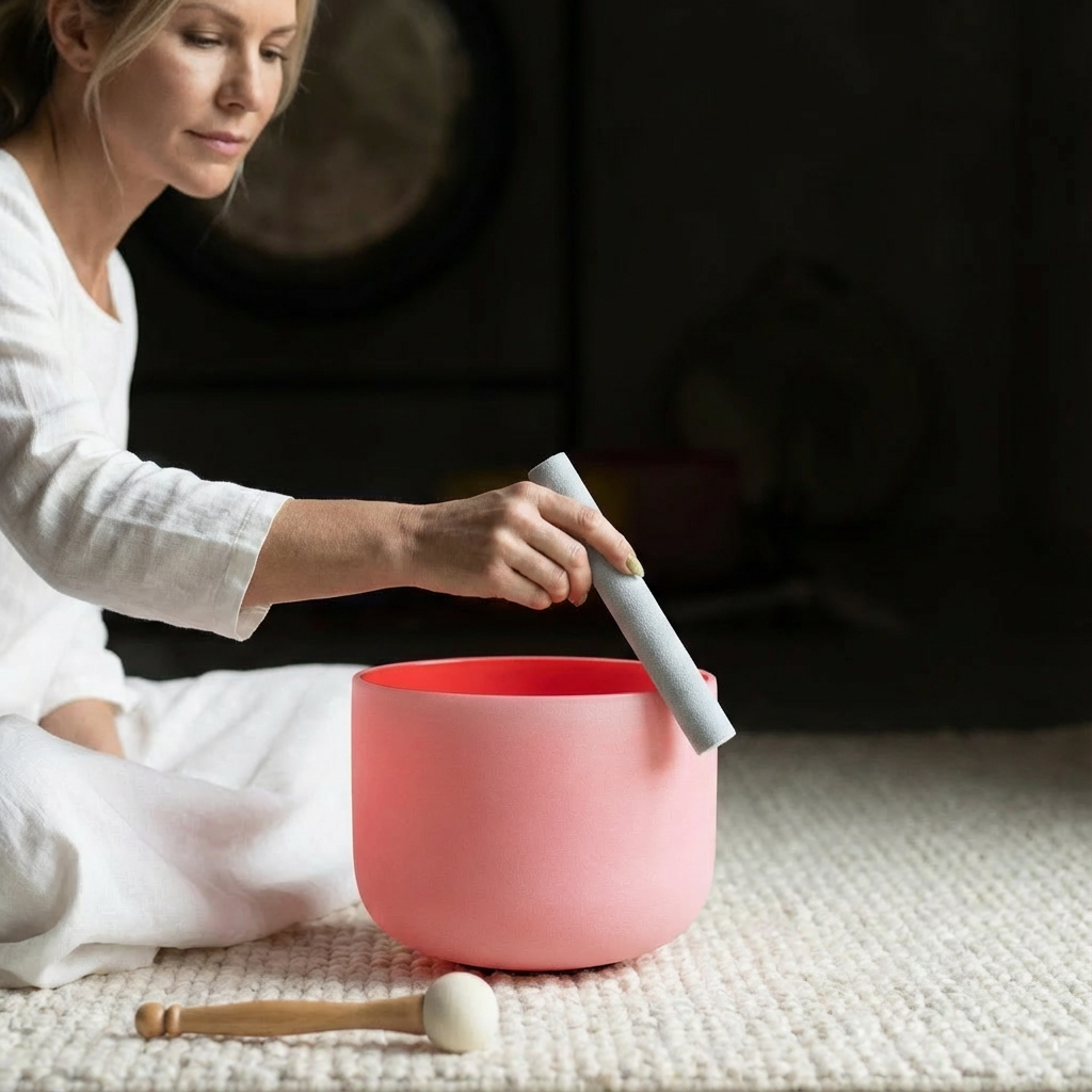 Bol chantant en cristal rouge pour chakra racine, note C