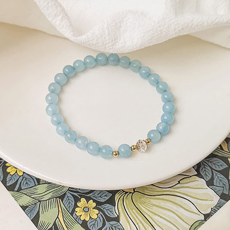 Bracelet de guérison en aigue-marine plaqué or 14 carats pour la sérénité