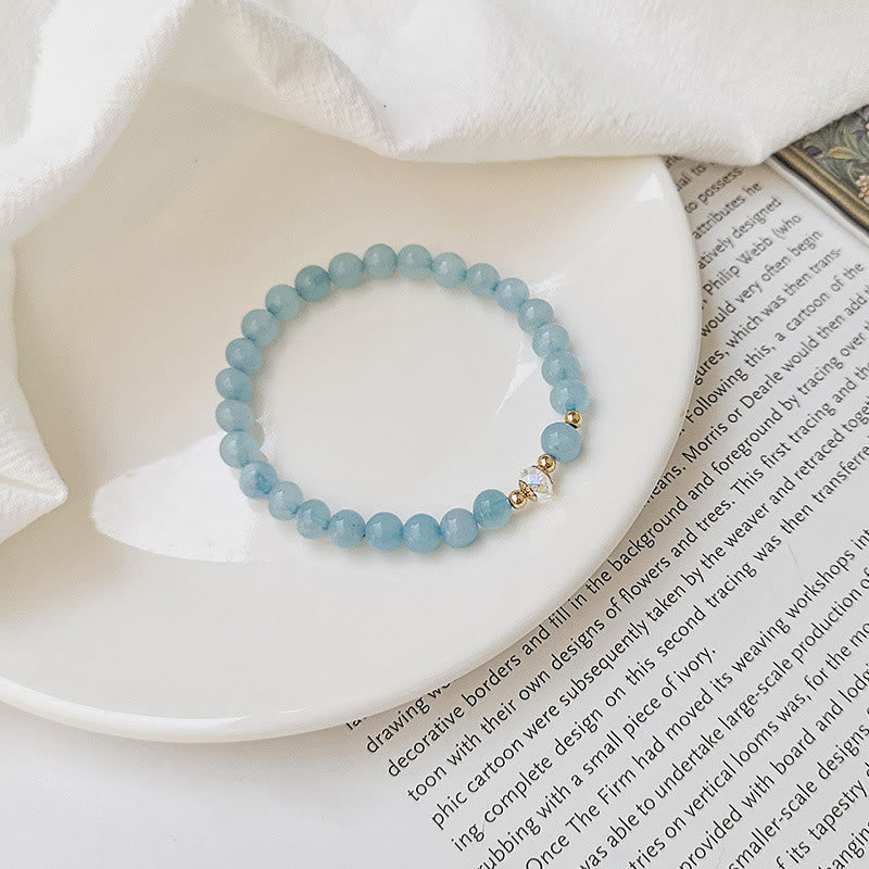 Bracelet de guérison en aigue-marine plaqué or 14 carats pour la sérénité