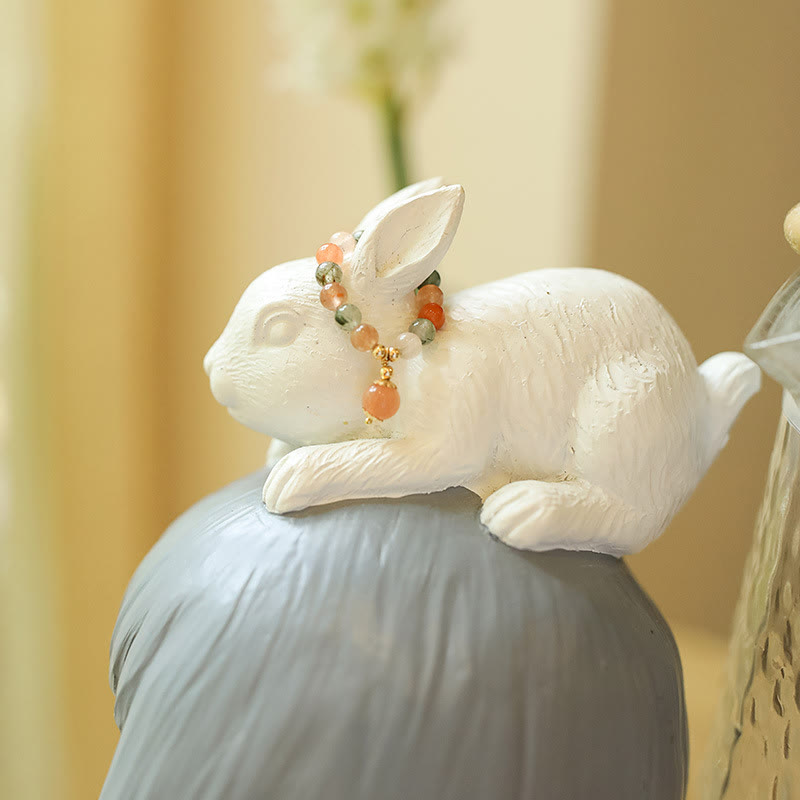 Bague Fu Lu Shou en pierre de lune pêche plaquée or 14 carats pour le bonheur