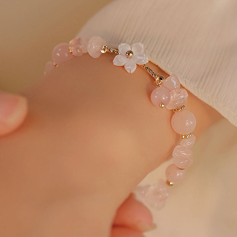 Bracelet Love en cristal rose plaqué or 14 carats, 8 mm