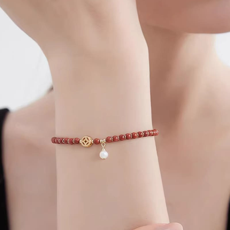 Bracelet de confiance en agate rouge plaqué or 14 carats avec pièce en cuivre