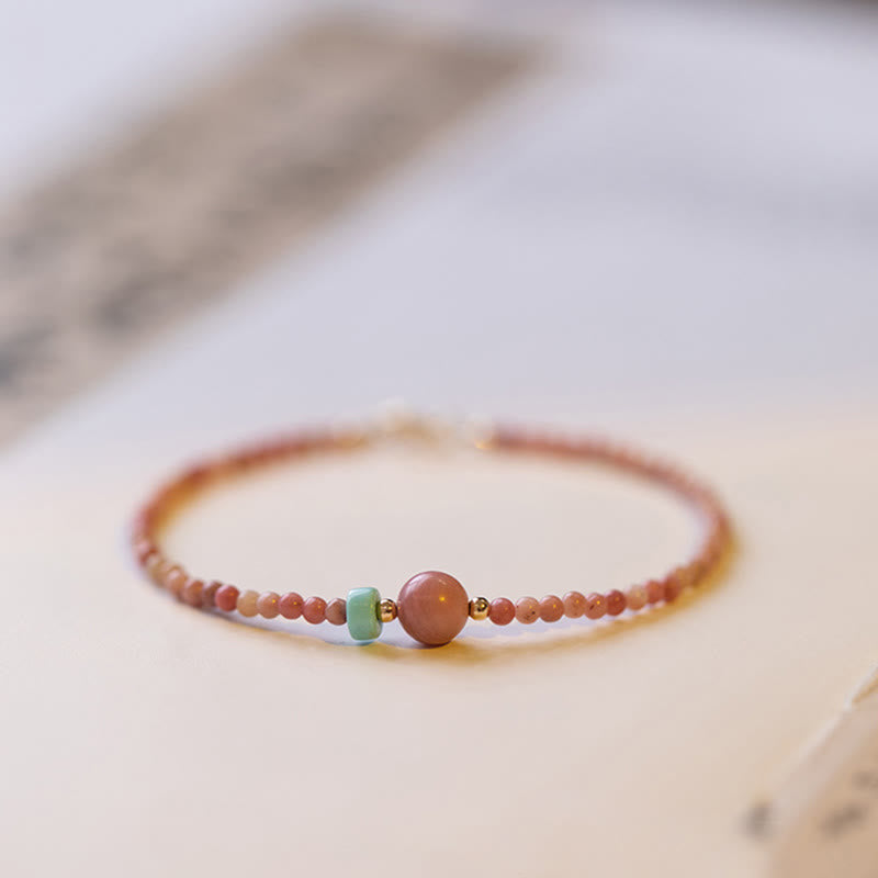 Bracelet chaîne énergétique plaqué or 14 carats avec rhodonite