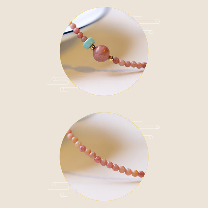 Bracelet chaîne énergétique plaqué or 14 carats avec rhodonite