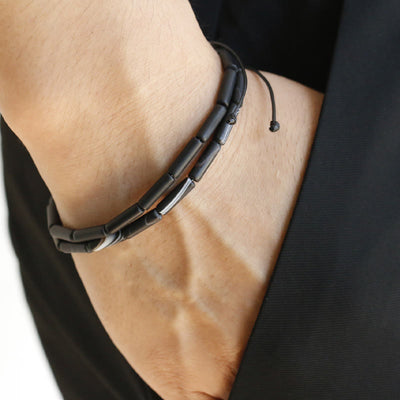 Bracelet en perles d'onyx noir de 14 mm pour le soutien et la protection