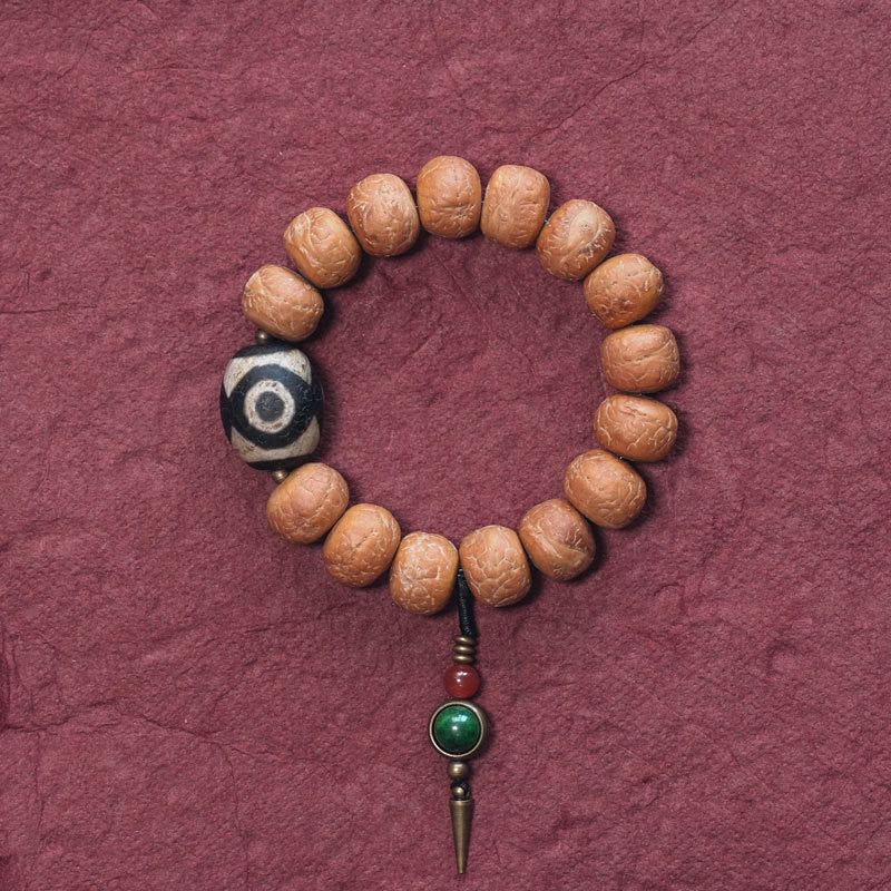 Bracelet Mala en perles Bodhi Seed Dzi de 14 mm pour la paix