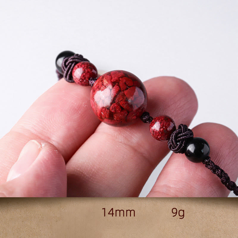 Collier pendentif bénédiction cinabre 14 mm pour la pleine conscience