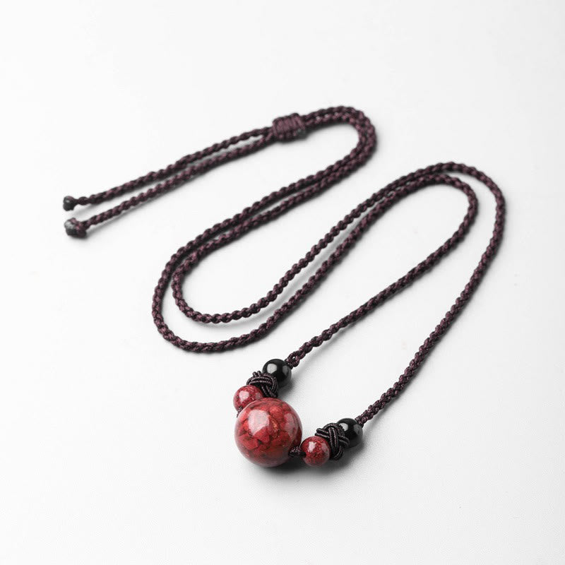 Collier pendentif bénédiction cinabre 14 mm pour la pleine conscience