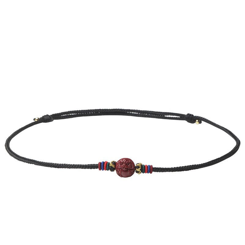 Collier pendentif bénédiction du zodiaque chinois en cinabre de 14 mm