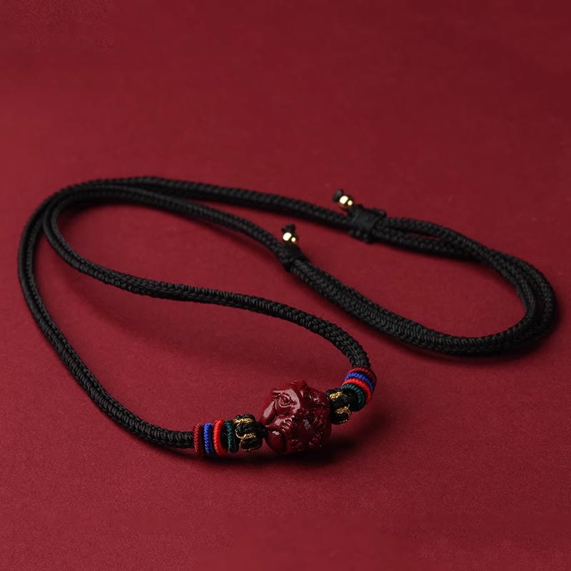 Collier pendentif bénédiction du zodiaque chinois en cinabre de 14 mm