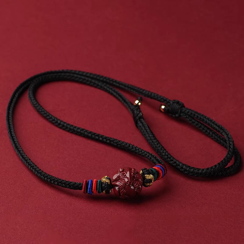 Collier pendentif bénédiction du zodiaque chinois en cinabre de 14 mm