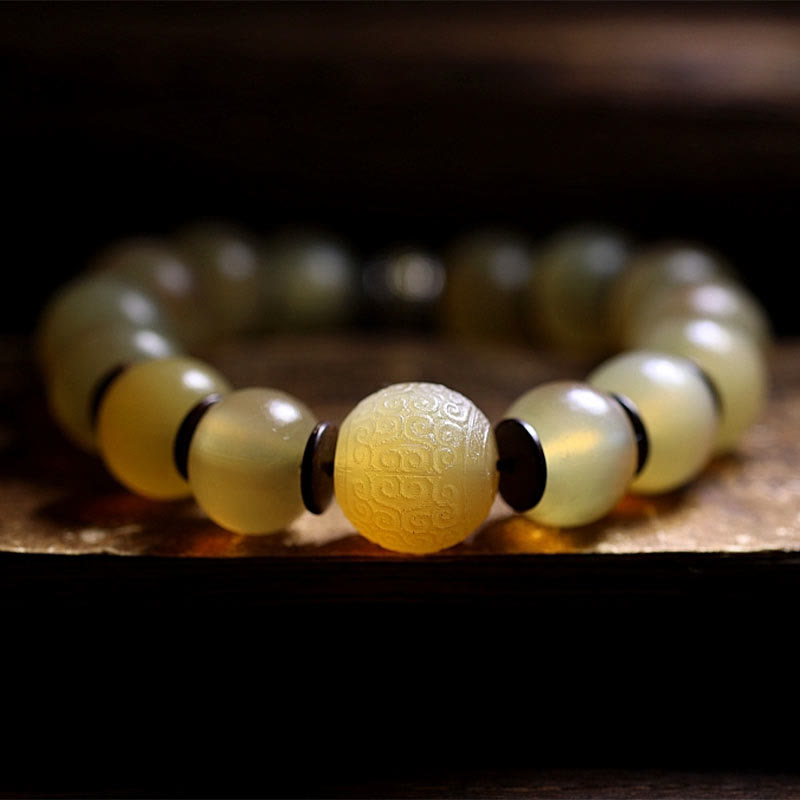 Bracelet unisexe en corne de mouton Om Mani Padme Hum 14 mm