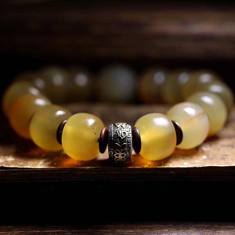 Bracelet unisexe en corne de mouton Om Mani Padme Hum 14 mm