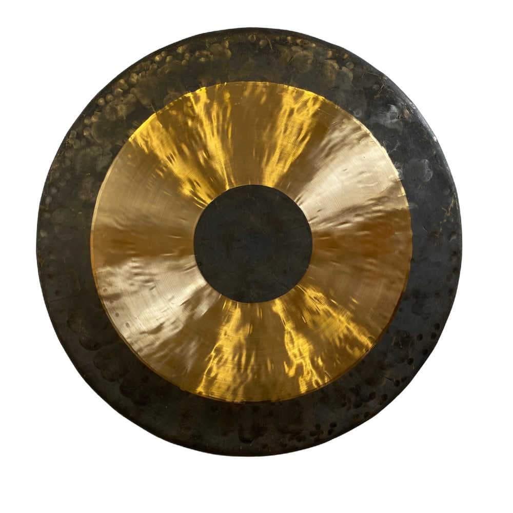 15-inch Chau Gong featuring a golden center and dark outer rim with beater