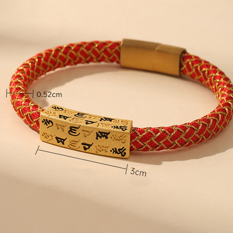 Bracelet en corde bleu Om Mani Padme Hum de 15 cm pour la protection et la chance