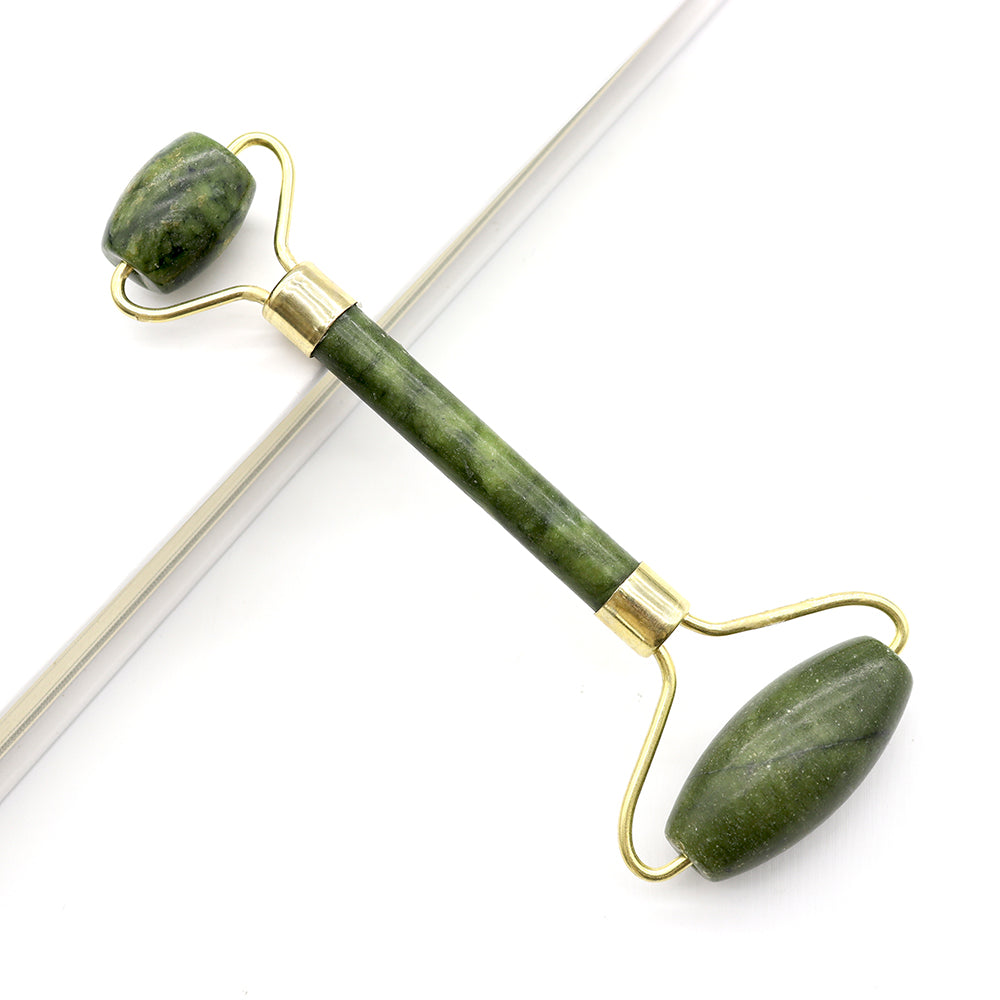 Rouleau de massage facial en pierre de jade verte de 15 cm