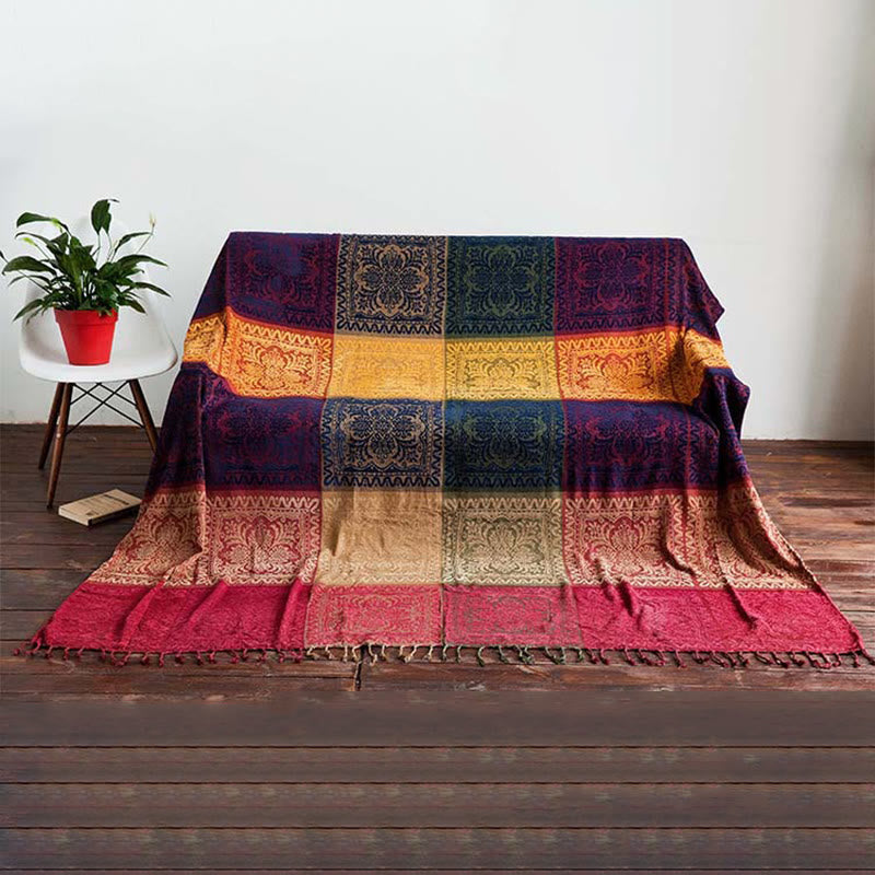 Tibetan Floral Pattern Hand-Dyed Blanket 150x190cm