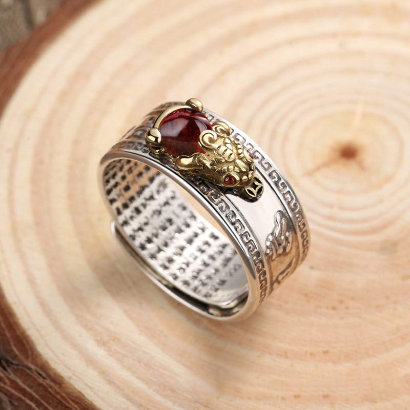 Bague PiXiu en agate rouge | Bague unisexe en agate